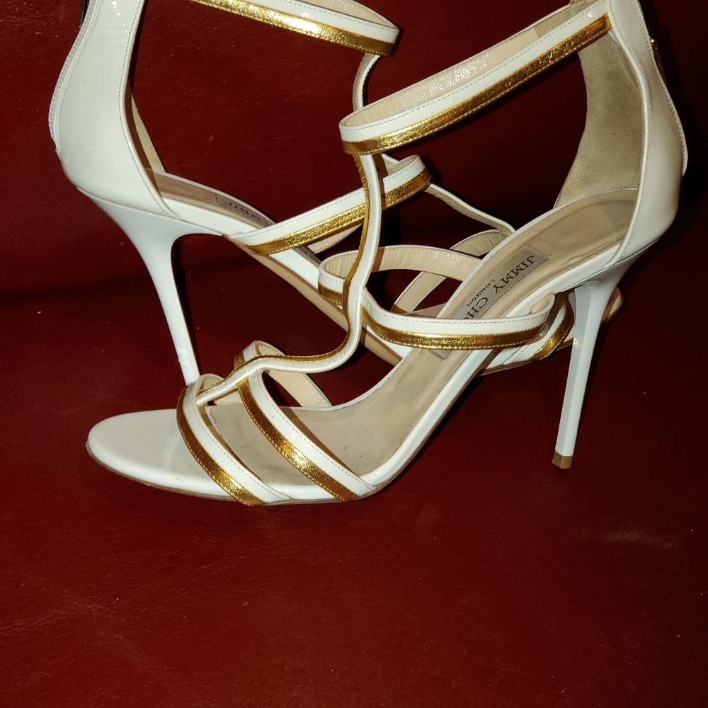 White open toe pumps